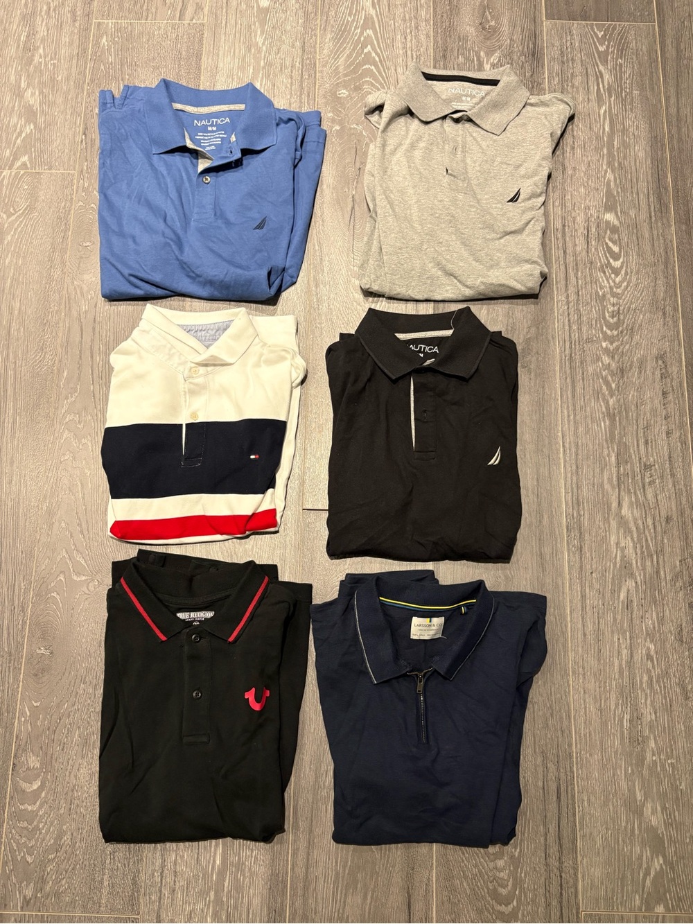 Multiples Men's Polo Shirt Pack - Blue, Gray, Black, White, Navy